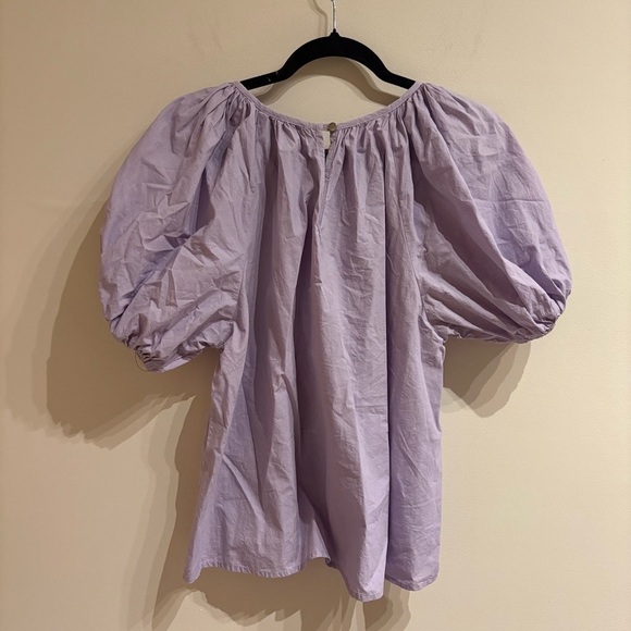 Never a Wallflower Gathered Neck Puff Sleeve Top Lavender Size Small - Picture 8 of 8